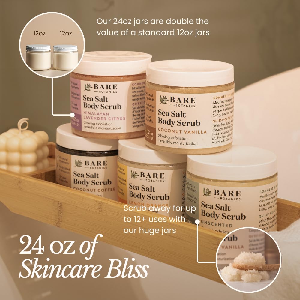 Back view of the Bare Botanics twenty four ounce container detailing the clean ingredient list.