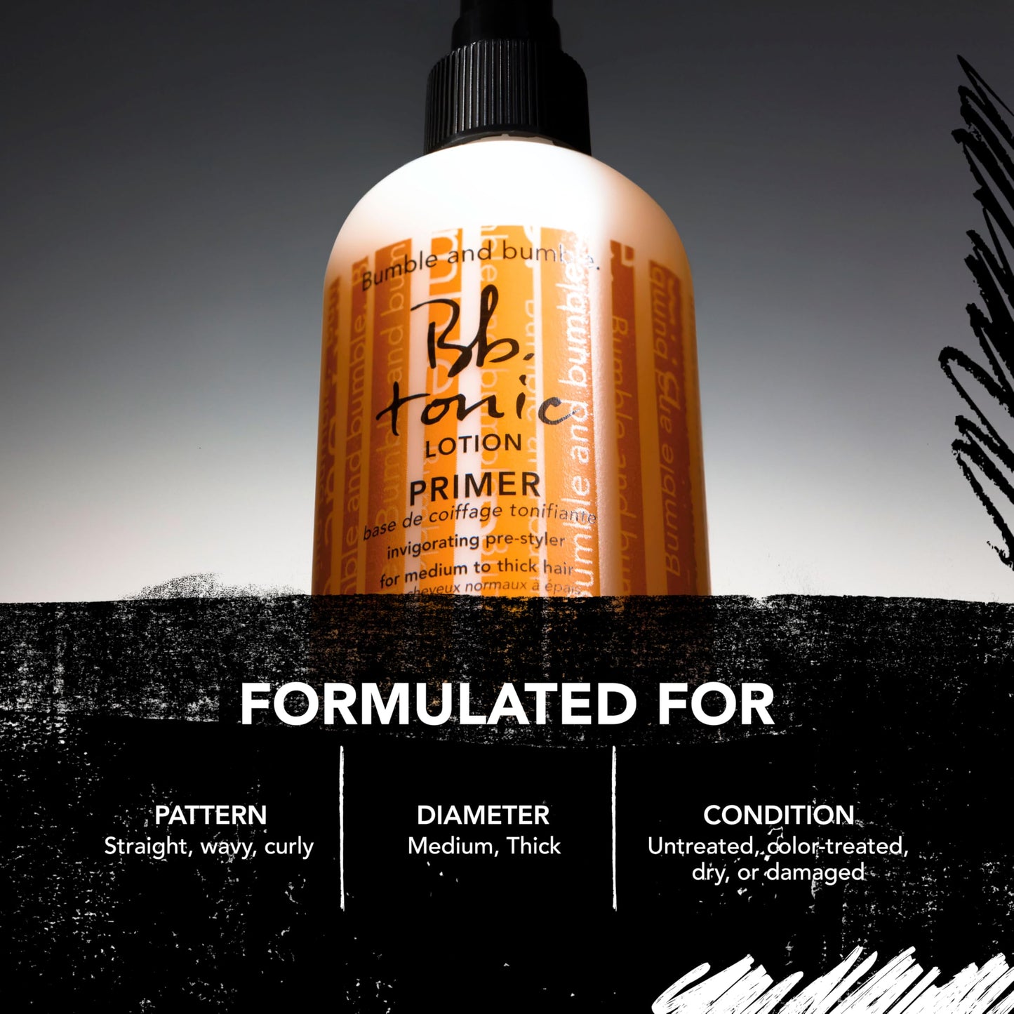 Back label of Bumble and bumble tonic lotion spray with clear ingredient list