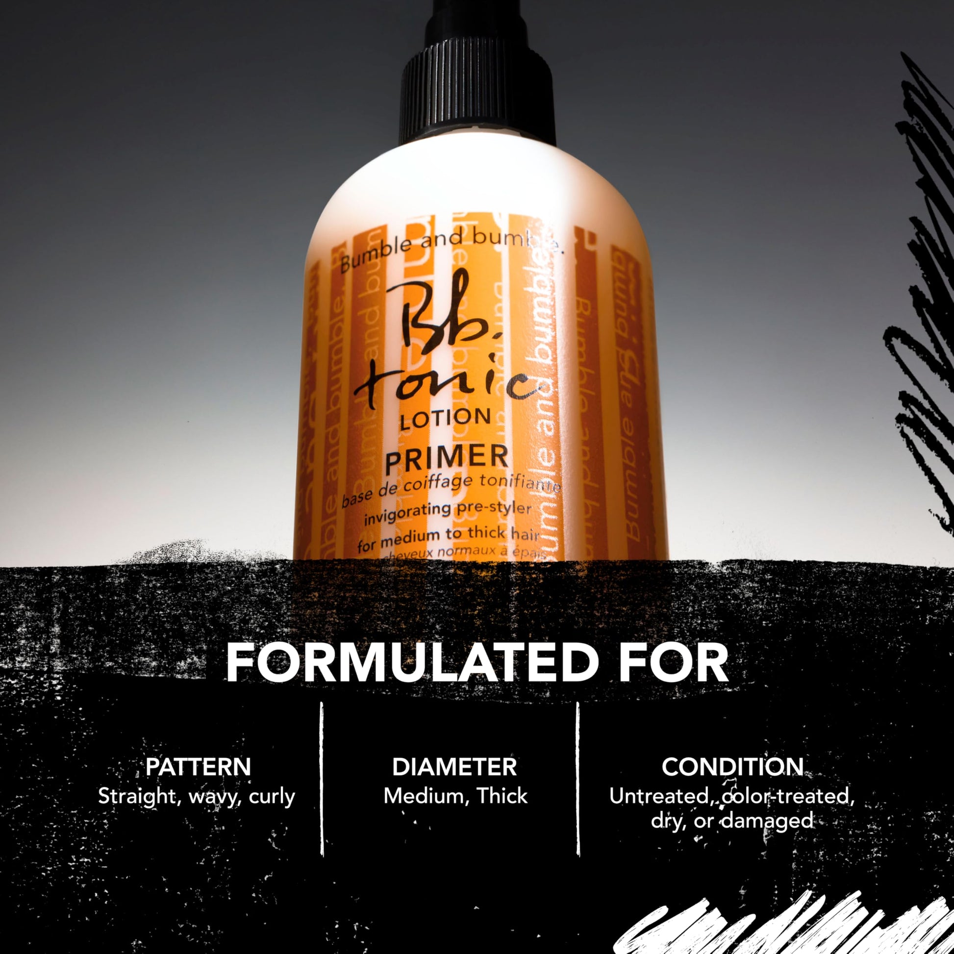 Back label of Bumble and bumble tonic lotion spray with clear ingredient list