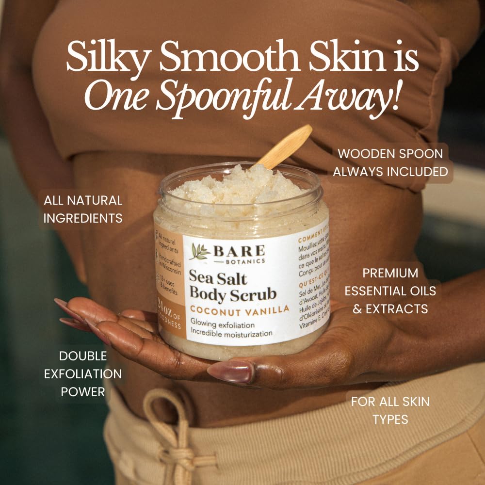 Bare Botanics twenty four ounce sea salt scrub open view