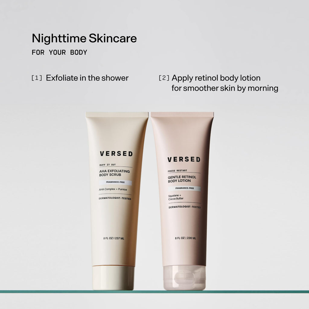 Versed Buff It Out AHA Exfoliating Body Scrub lifestyle bathroom setting