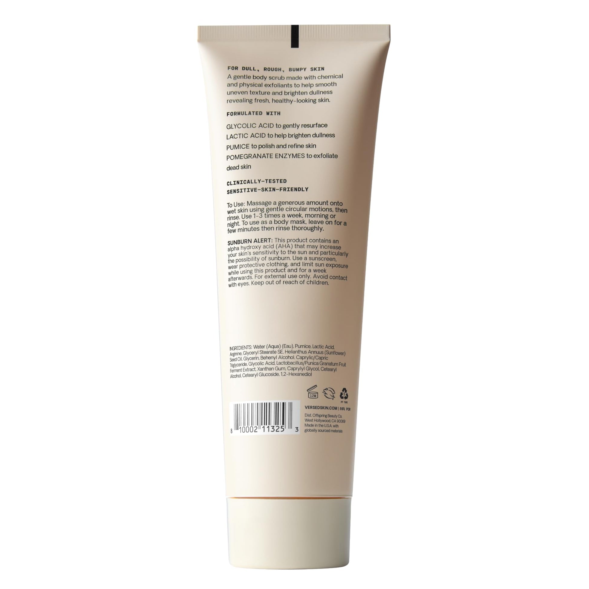 Authentic imported Versed skincare packaging highlighting clean and vegan formula