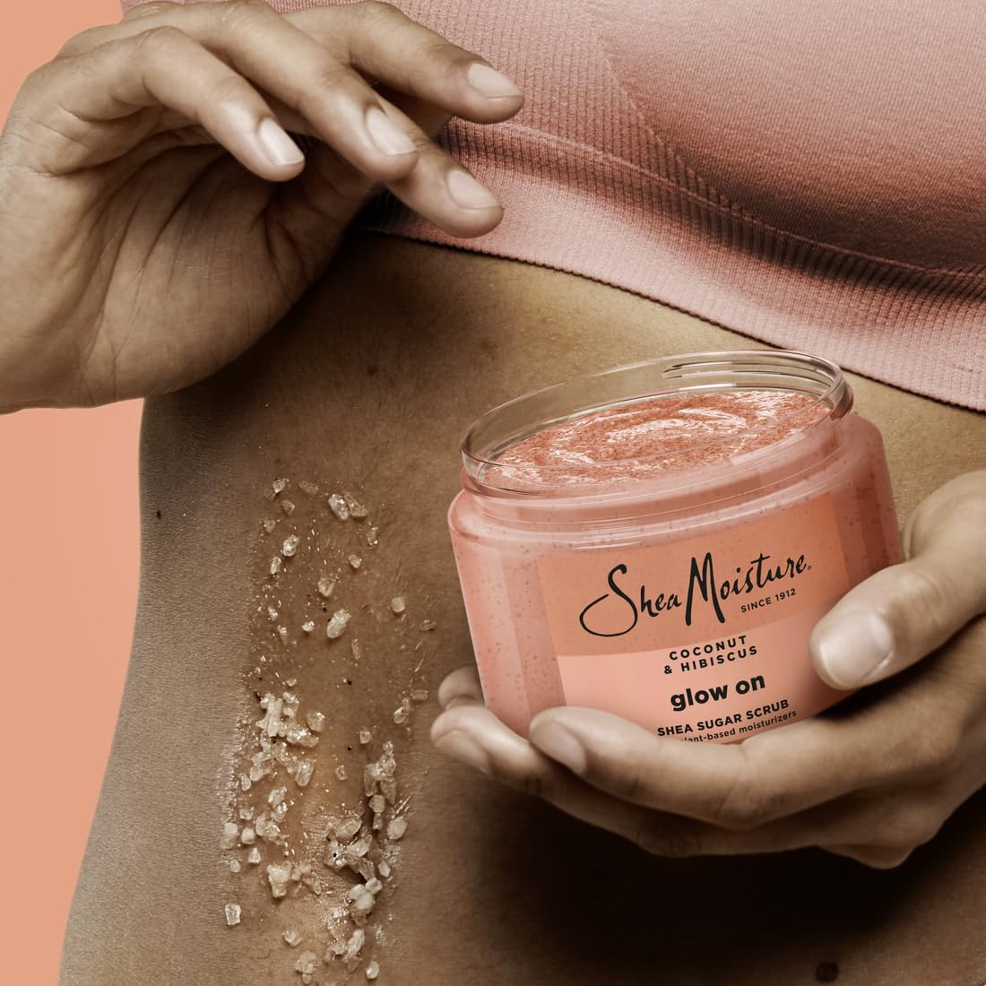 Authentic SheaMoisture glowing radiance body scrub packaging details