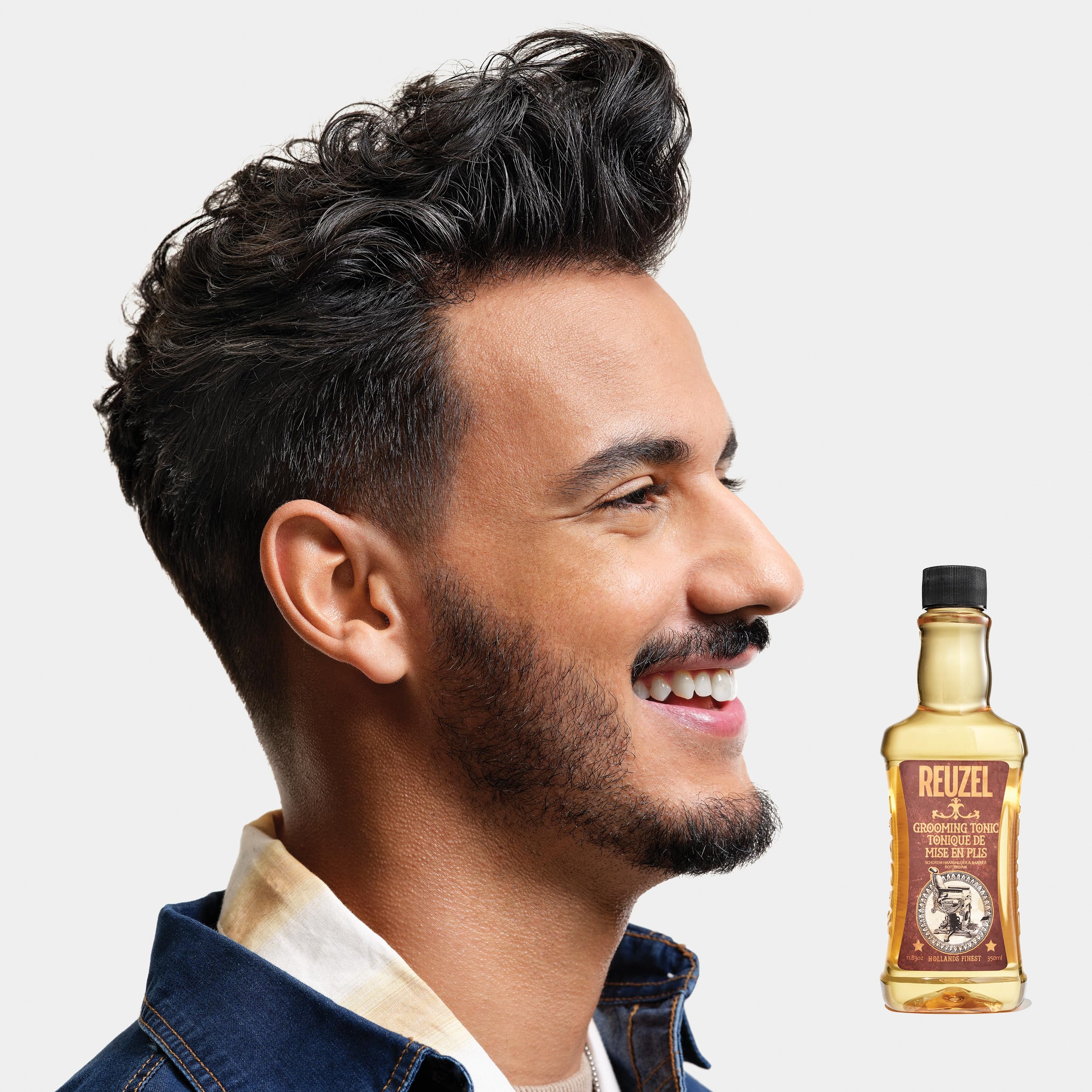 Reuzel Grooming Tonic botanical ingredients label close up view