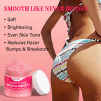 Lifestyle image of the exfoliating scrub jar placed next to natural ingredients.