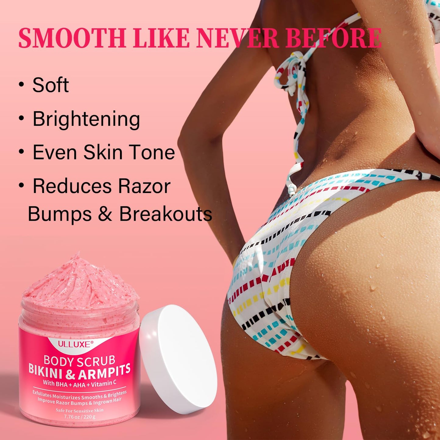 Ulluxe sensitive skin safe exfoliating scrub ingredients label view