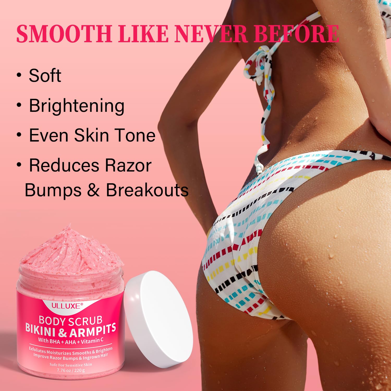 Ulluxe sensitive skin safe exfoliating scrub ingredients label view