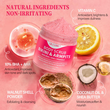 Ulluxe dark spot brightening intimate exfoliator jar display
