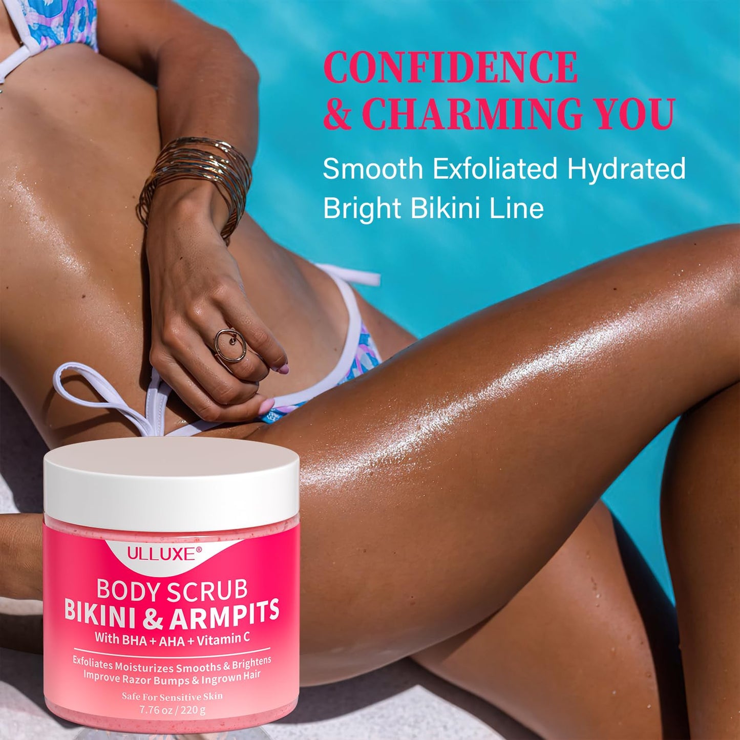Ulluxe imported authentic usa skincare body scrub product application