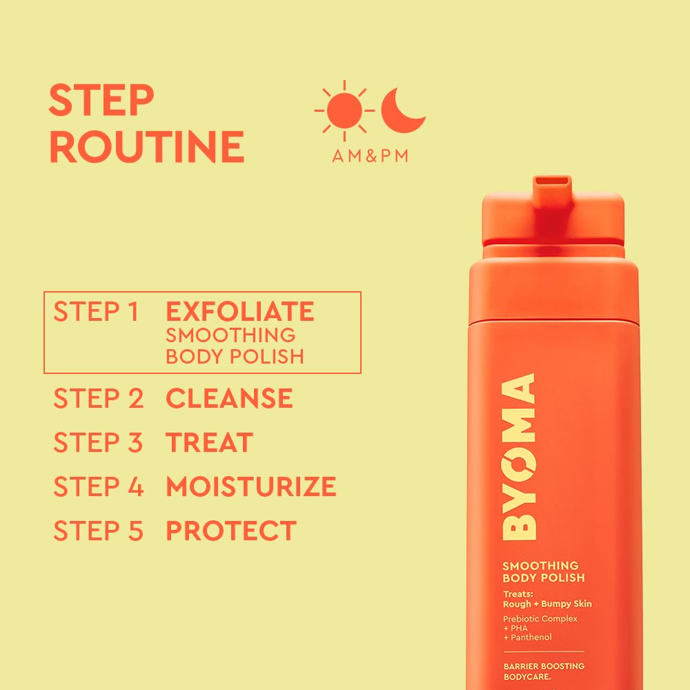 Byoma Smoothing Body Polish packaging details and branding