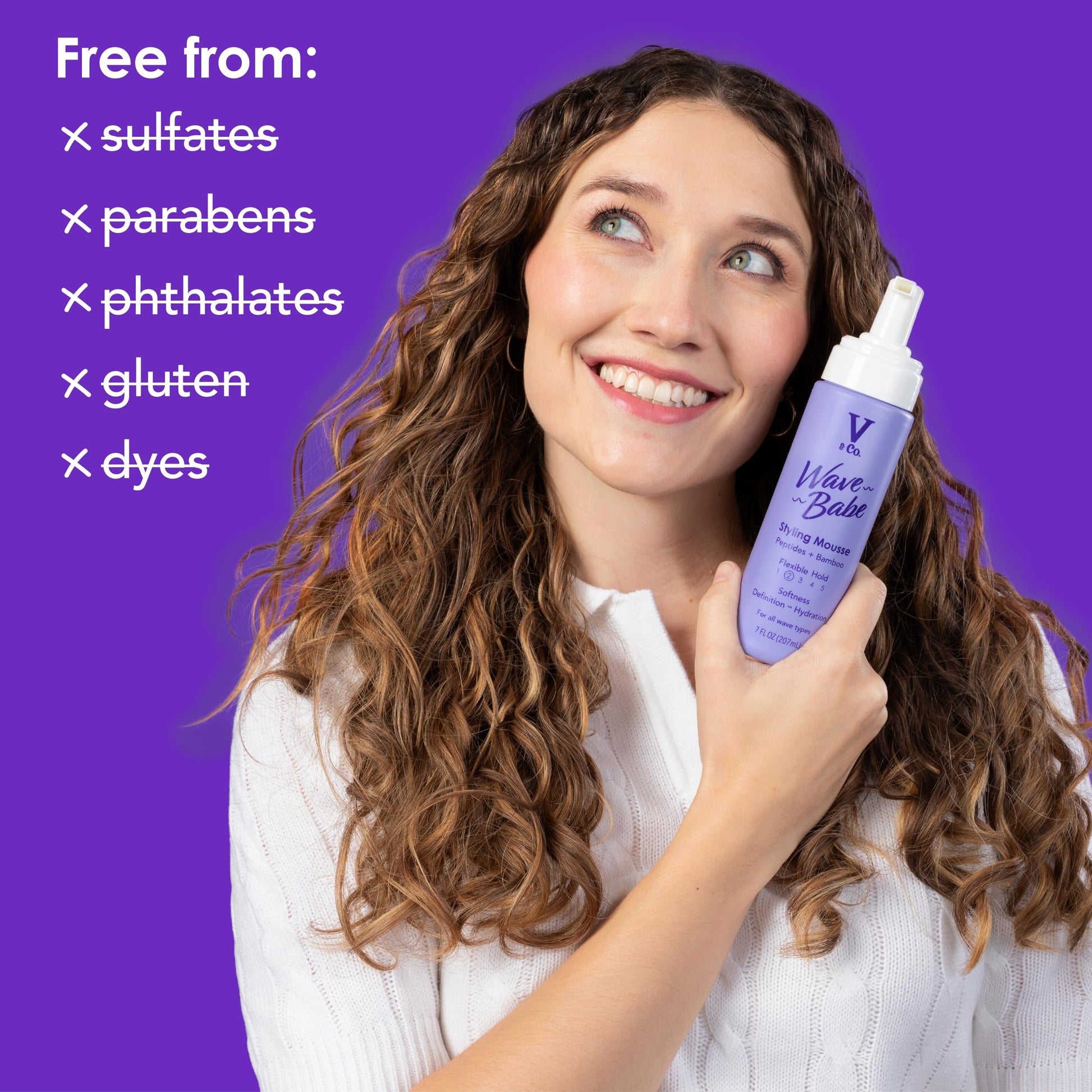 Authentic V&Co. Beauty Wave Babe hair styling product label details