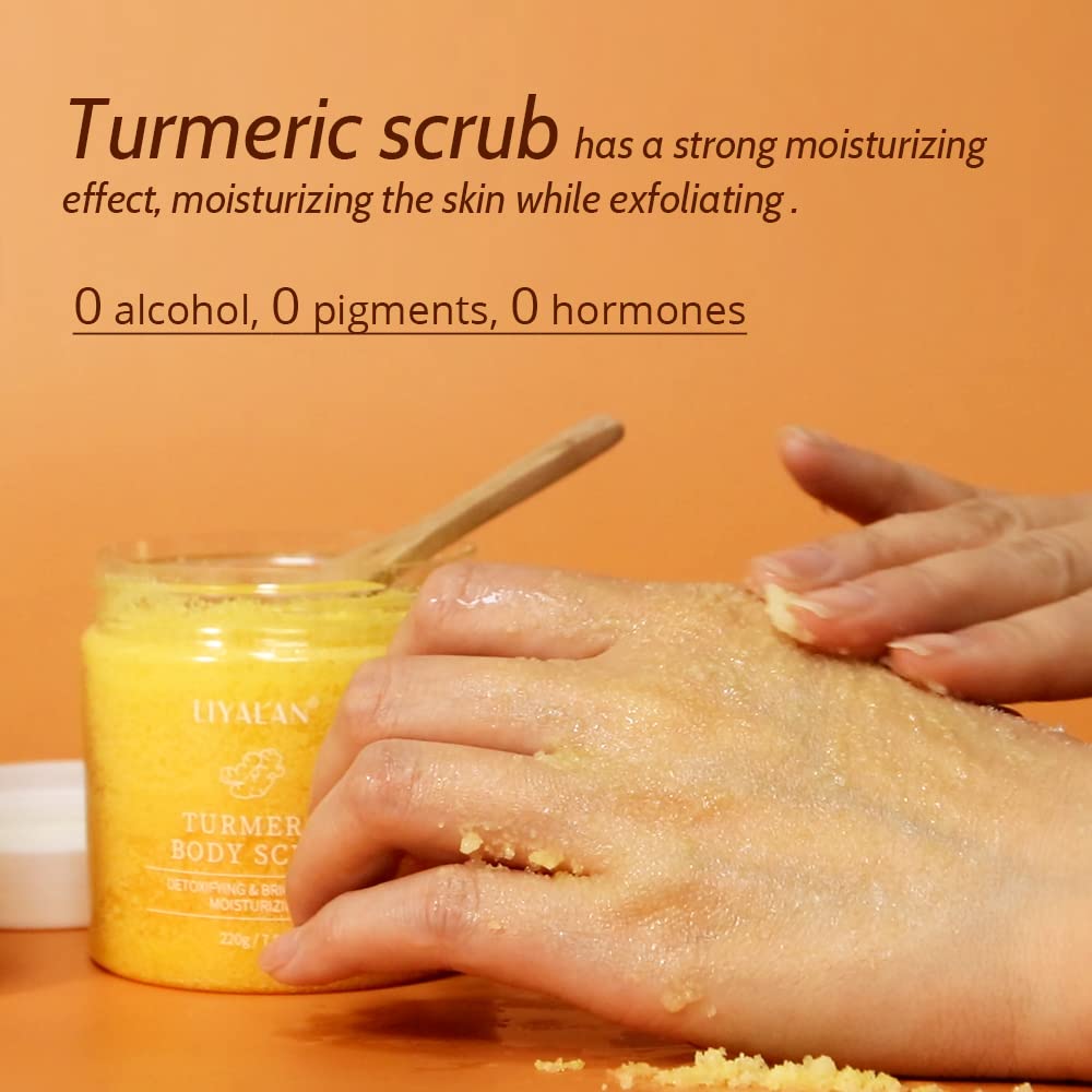 Liyalan Turmeric Body Scrub being applied to hand