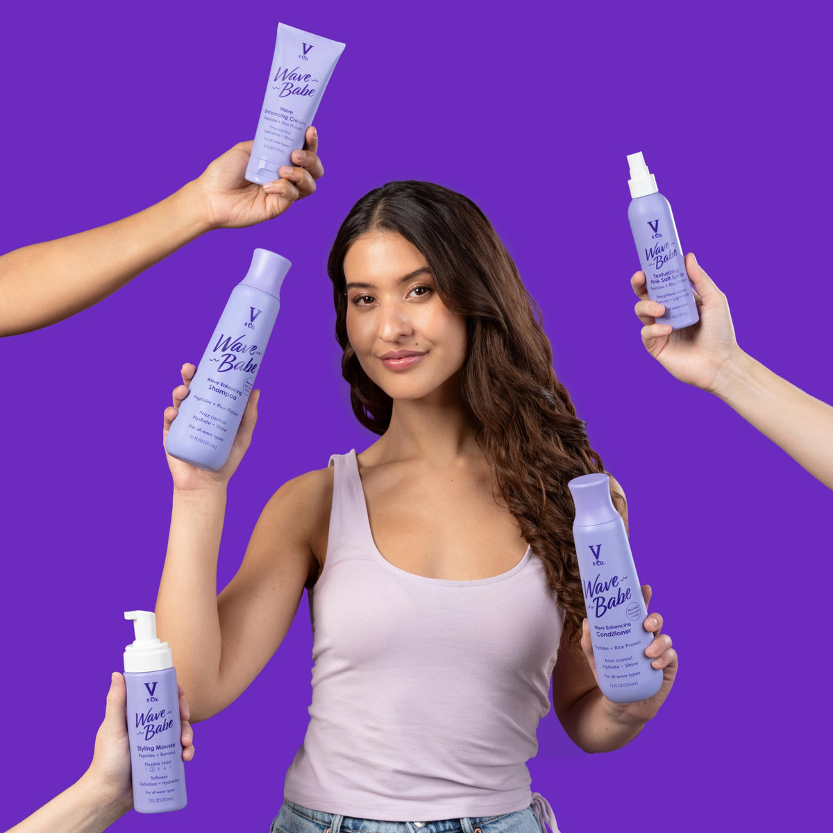 V&Co. Beauty Wave Babe styling mousse for professional hair definition