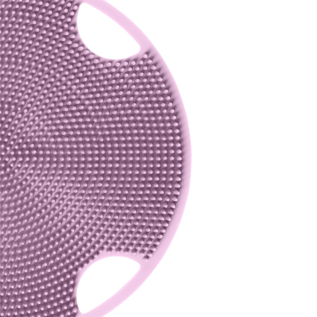 Boie USA flexible body exfoliator tool demonstrating the flat non-slip design for shower use