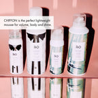 R+Co Chiffon Styling Mousse 5.6 ounce container highlighting the updated actuator valve.