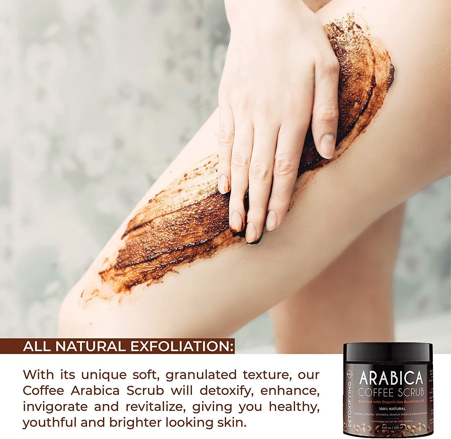 O Naturals body scrub 18 Ounce container lifestyle shot