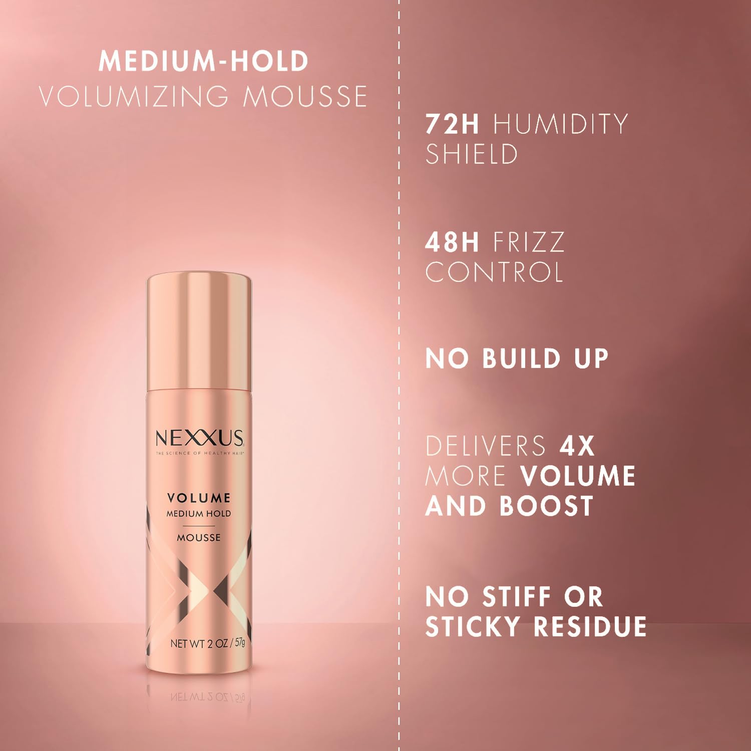 Nexxus volumizing mousse packaging showing 4-pack bundle