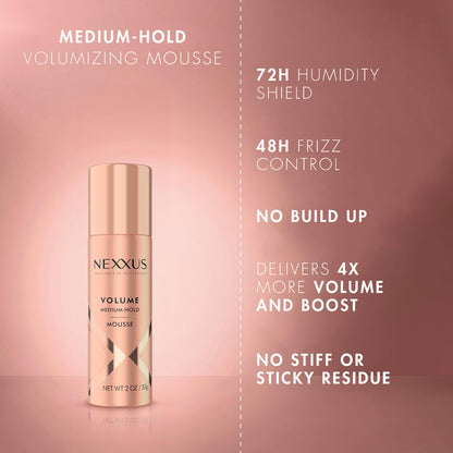 Nexxus volumizing mousse packaging showing 4-pack bundle