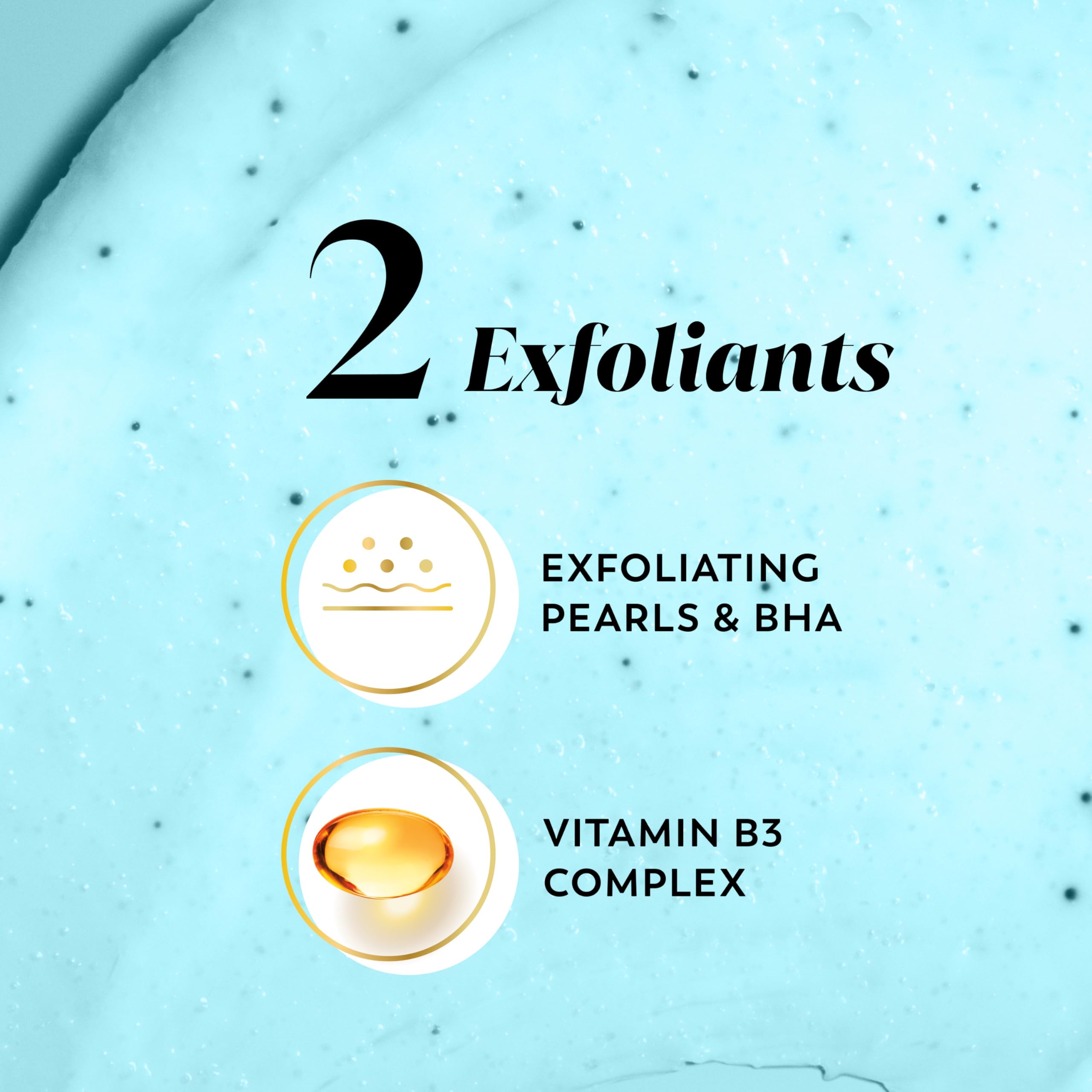 Olay Vitamin B3 and BHA body scrub bottle for glowing skin.