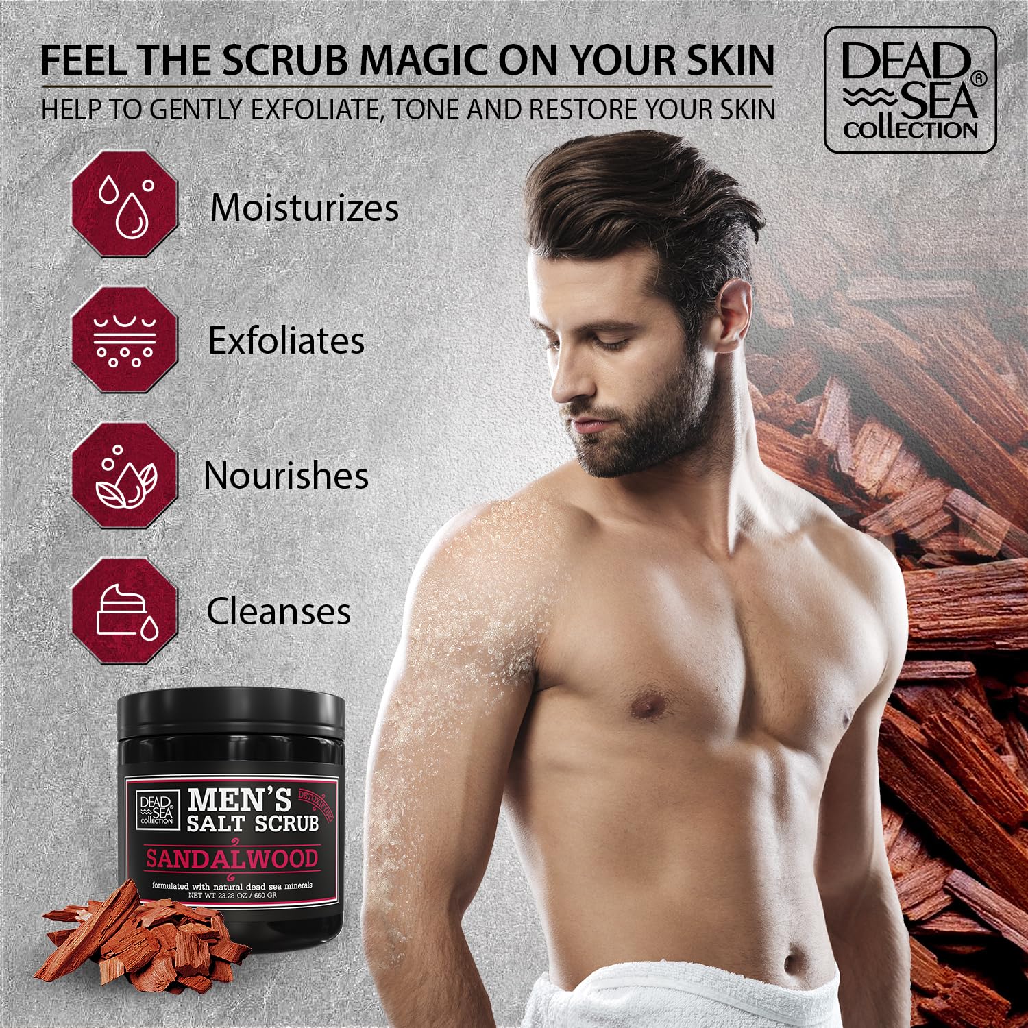 Dead Sea Collection exfoliating men body scrub with minerals close up