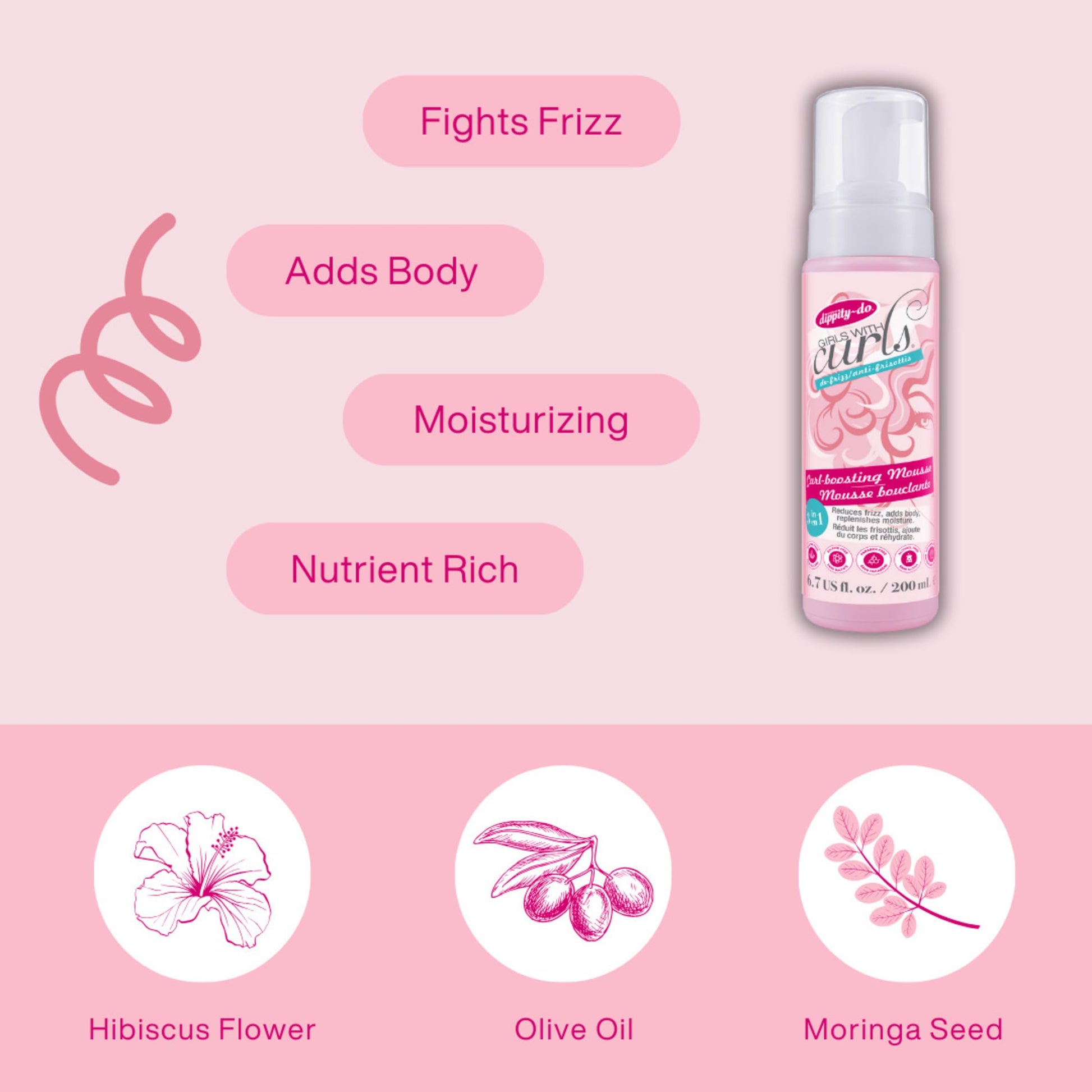 Dippity-Do 3-in-1 defining foaming mousse for curly and wavy hair styling