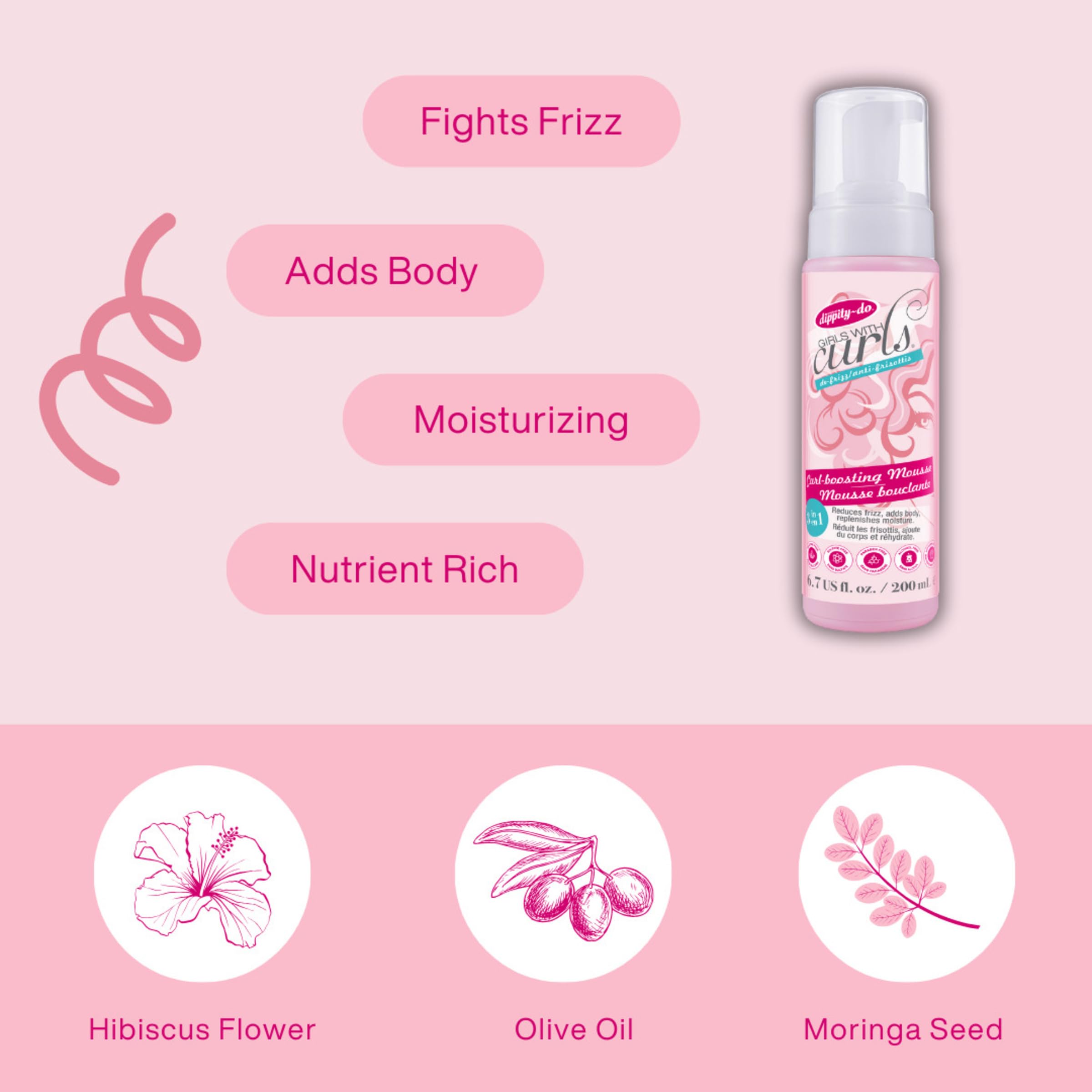 Dippity-Do 3-in-1 defining foaming mousse for curly and wavy hair styling