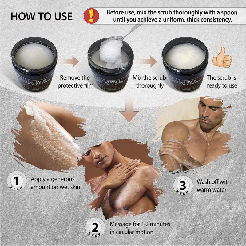 Imported Dead Sea minerals body scrub for men skin care routine
