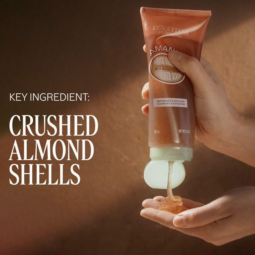 L'Occitane Almond Shower Scrub tube label and branding