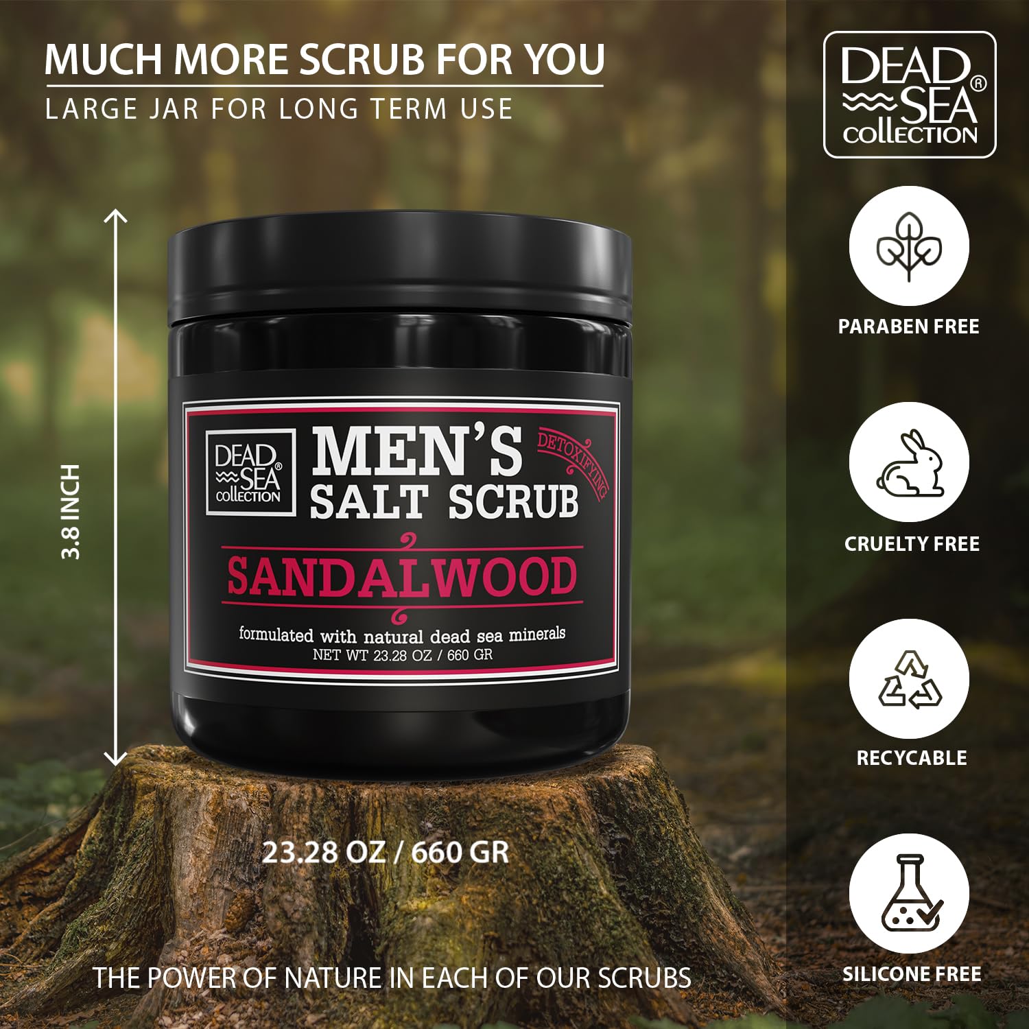 Dead Sea Collection Sandalwood scrub texture showing natural salt crystals