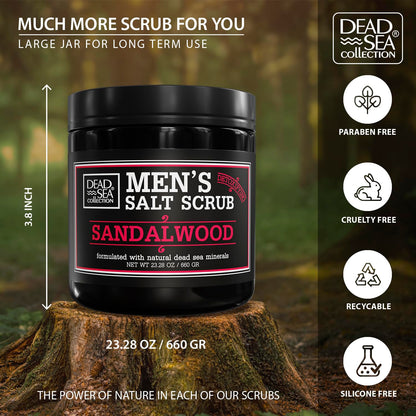 Dead Sea Collection Sandalwood scrub texture showing natural salt crystals