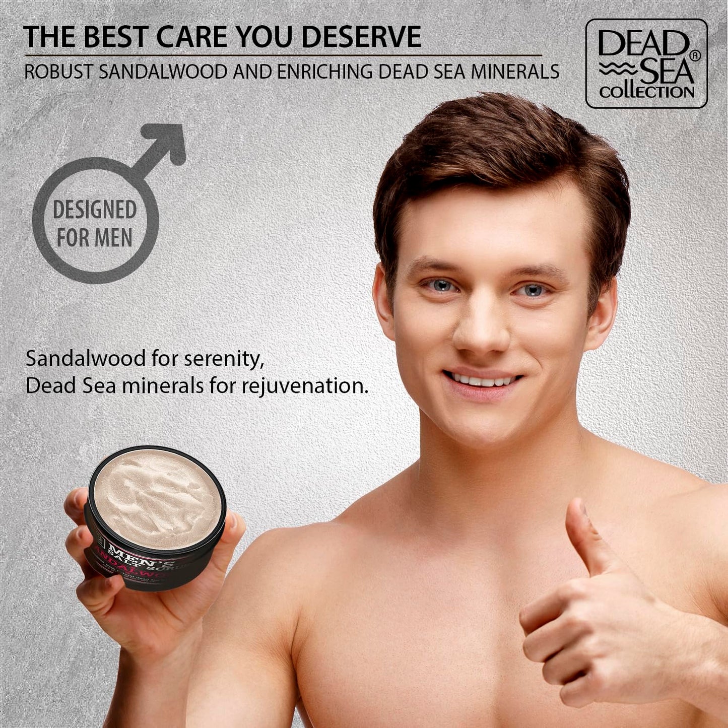 Premium men exfoliating body scrub with pure oils back label