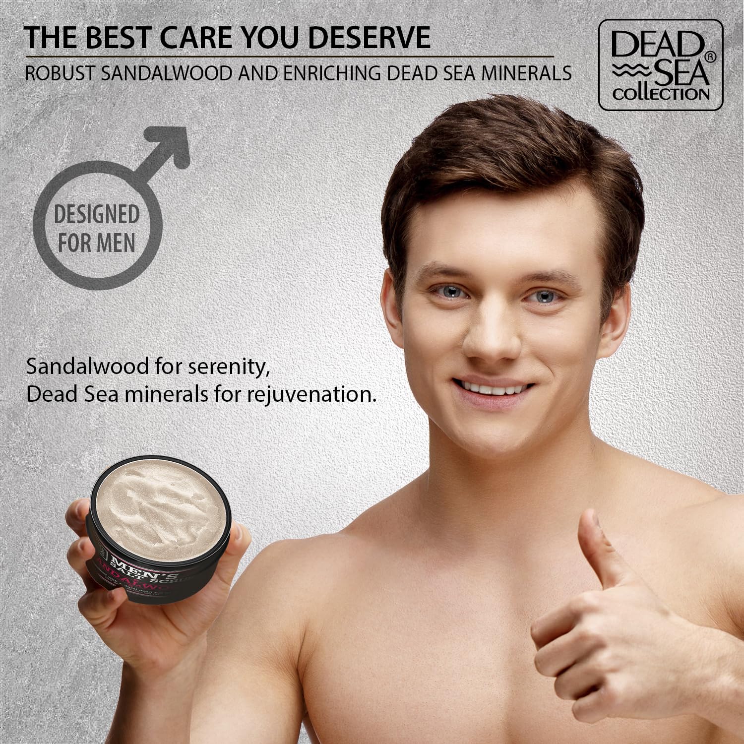 Premium men exfoliating body scrub with pure oils back label