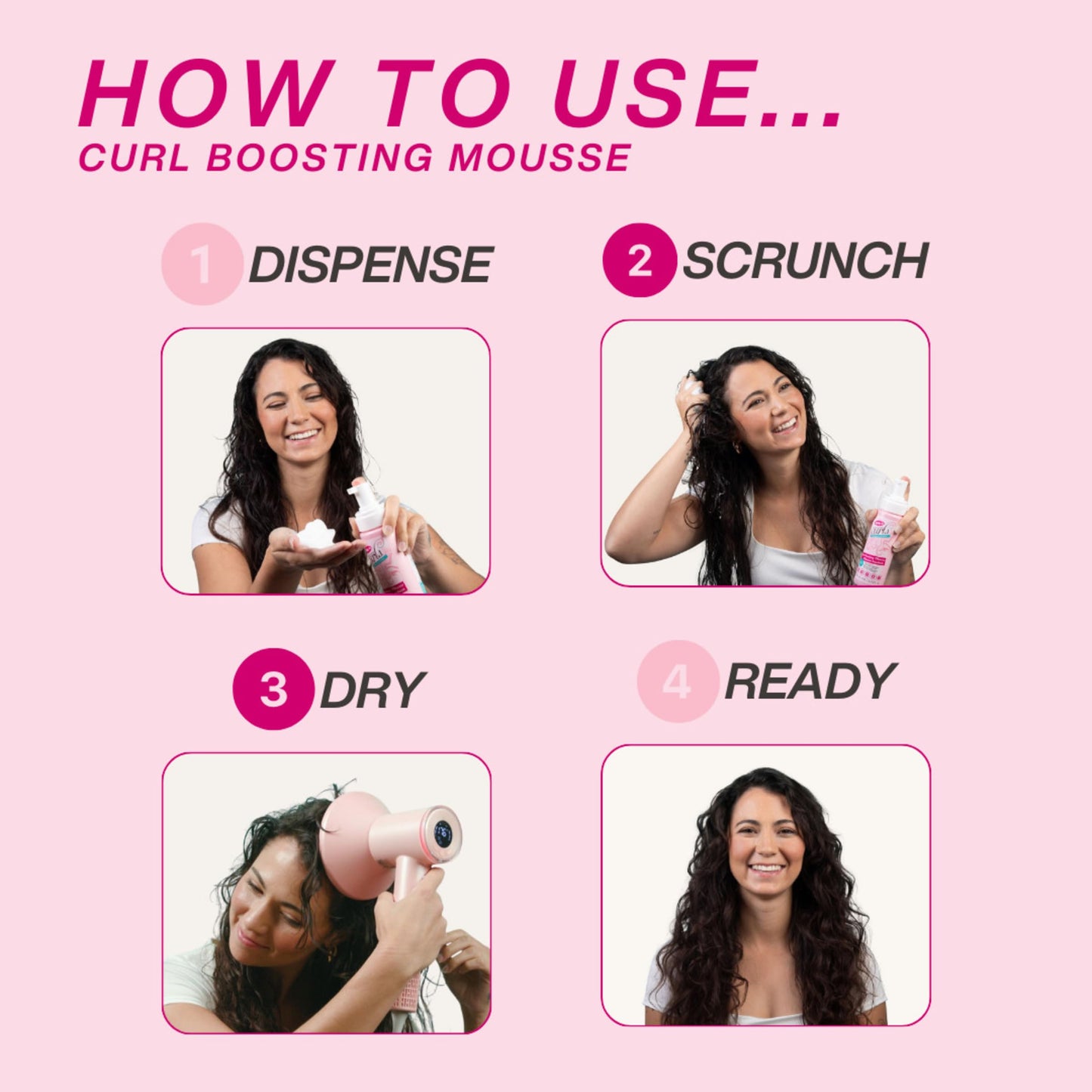 Imported USA hair mousse for defining natural waves and bouncing curls