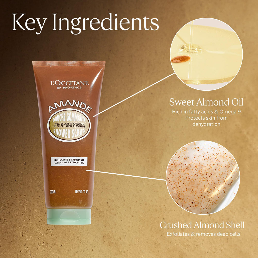 L'Occitane Almond Shower Scrub lifestyle application view