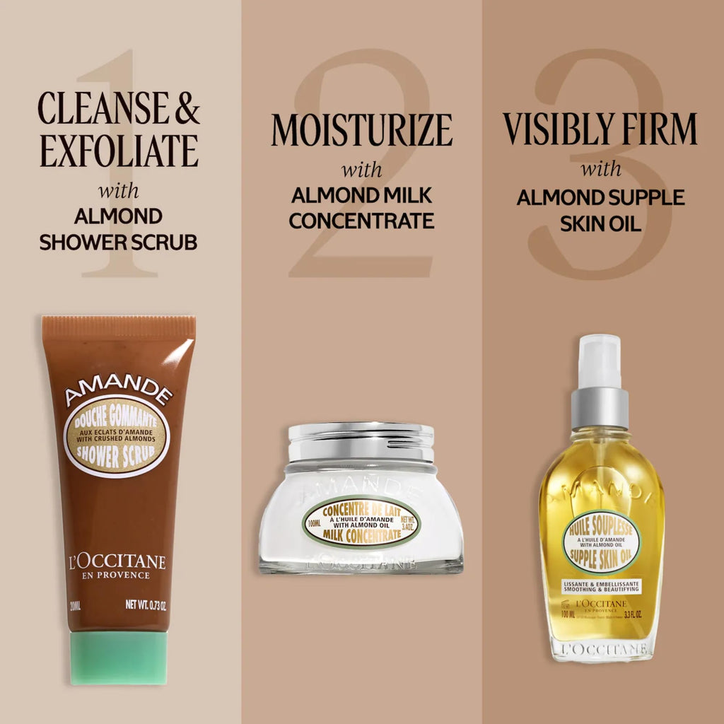 L'Occitane Almond Shower Scrub complete size and bottle presentation