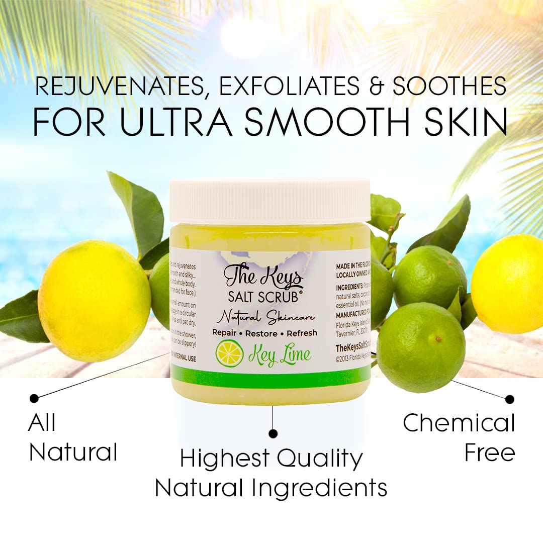 Key Lime scented sea salt scrub jar top view