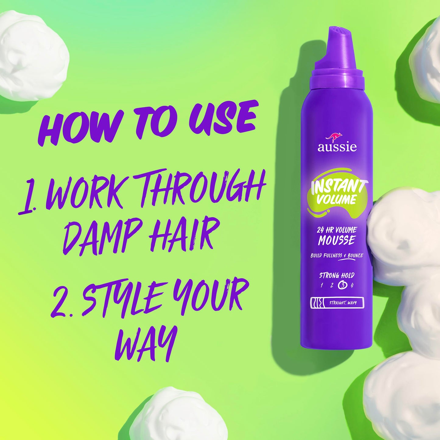 Aussie triple pack hair mousse bundle perfect for creating fullness and bounce in fine hair.