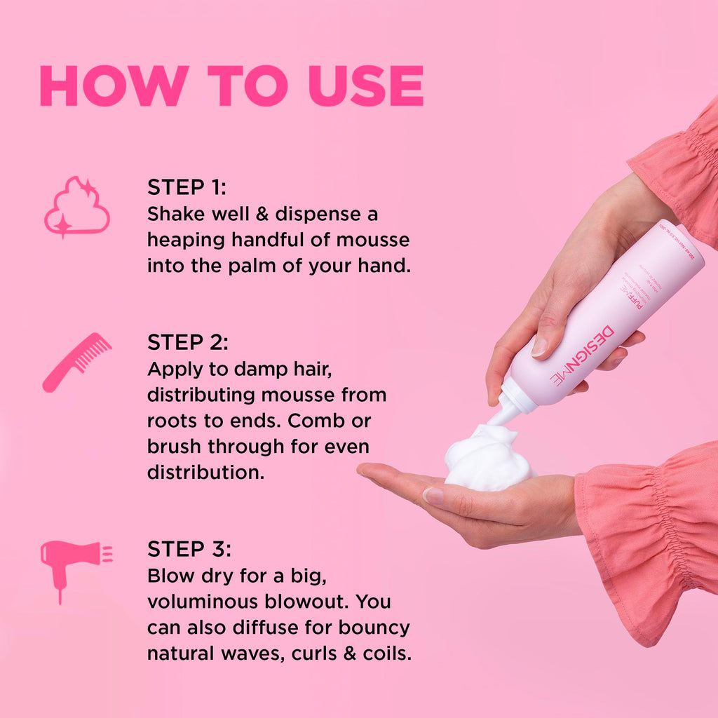 Lightweight styling mousse dispenser nozzle of Design Me Puff Me salon hair product
