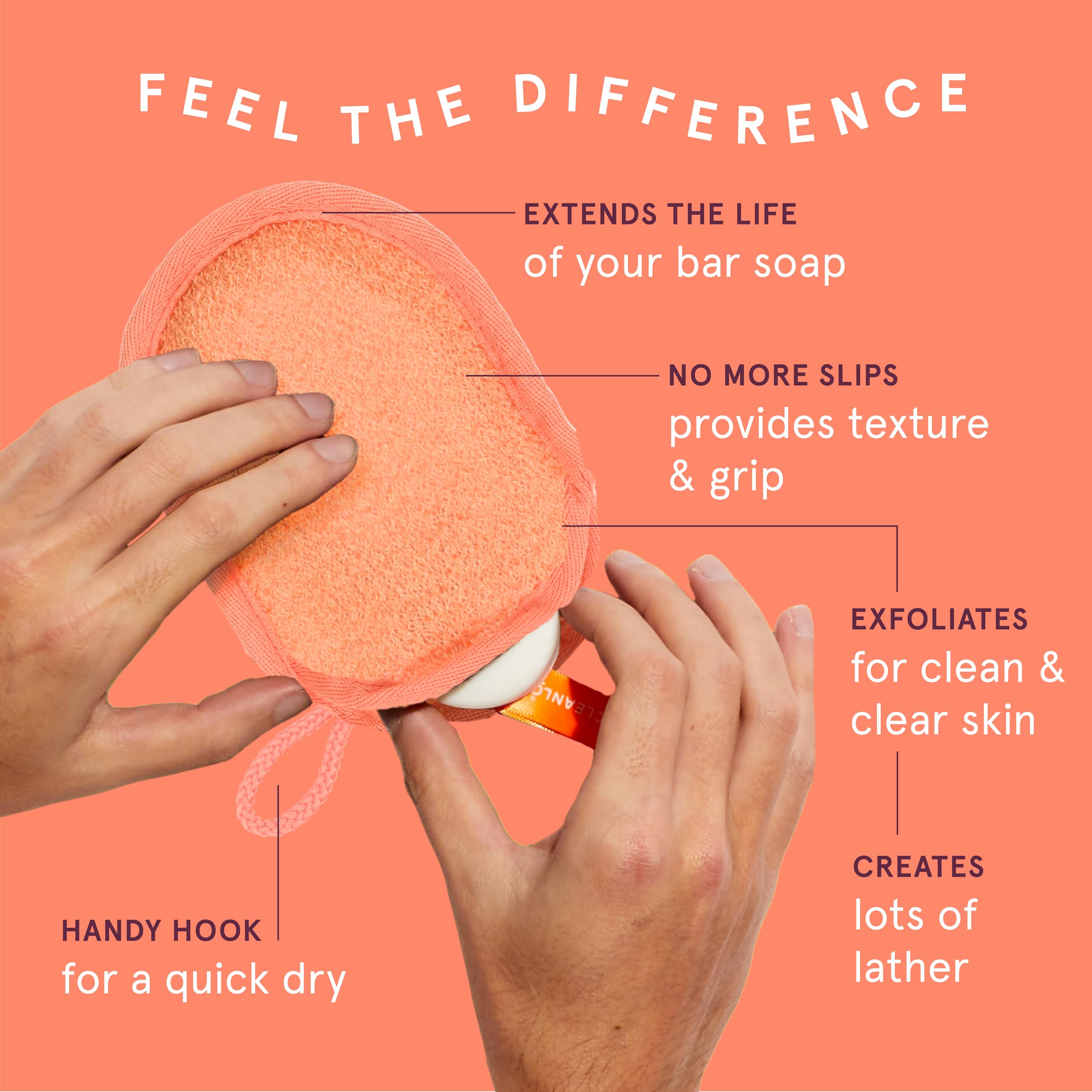 Cleanlogic textured exfoliator scrubber pouch close up skin texture