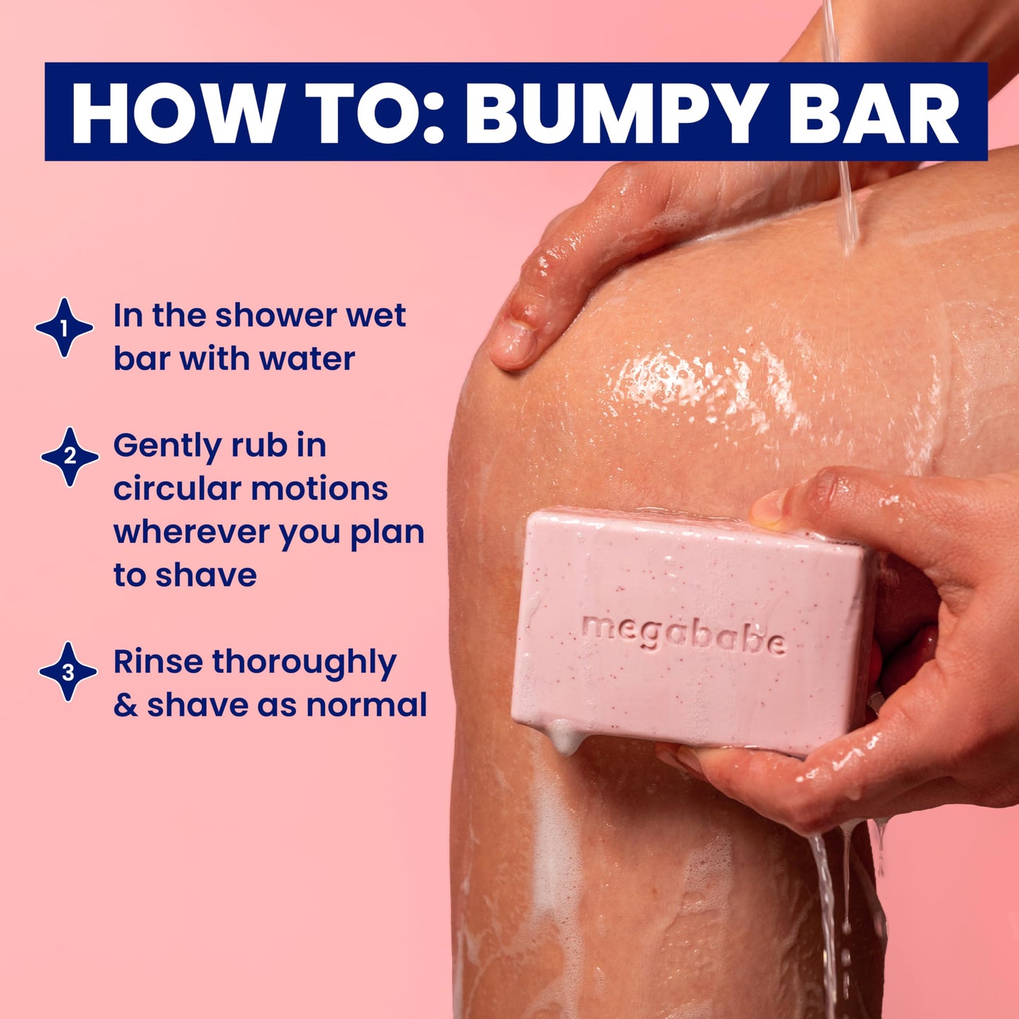 Megababe Bumpy Bar fragrance free exfoliating shower bar close up