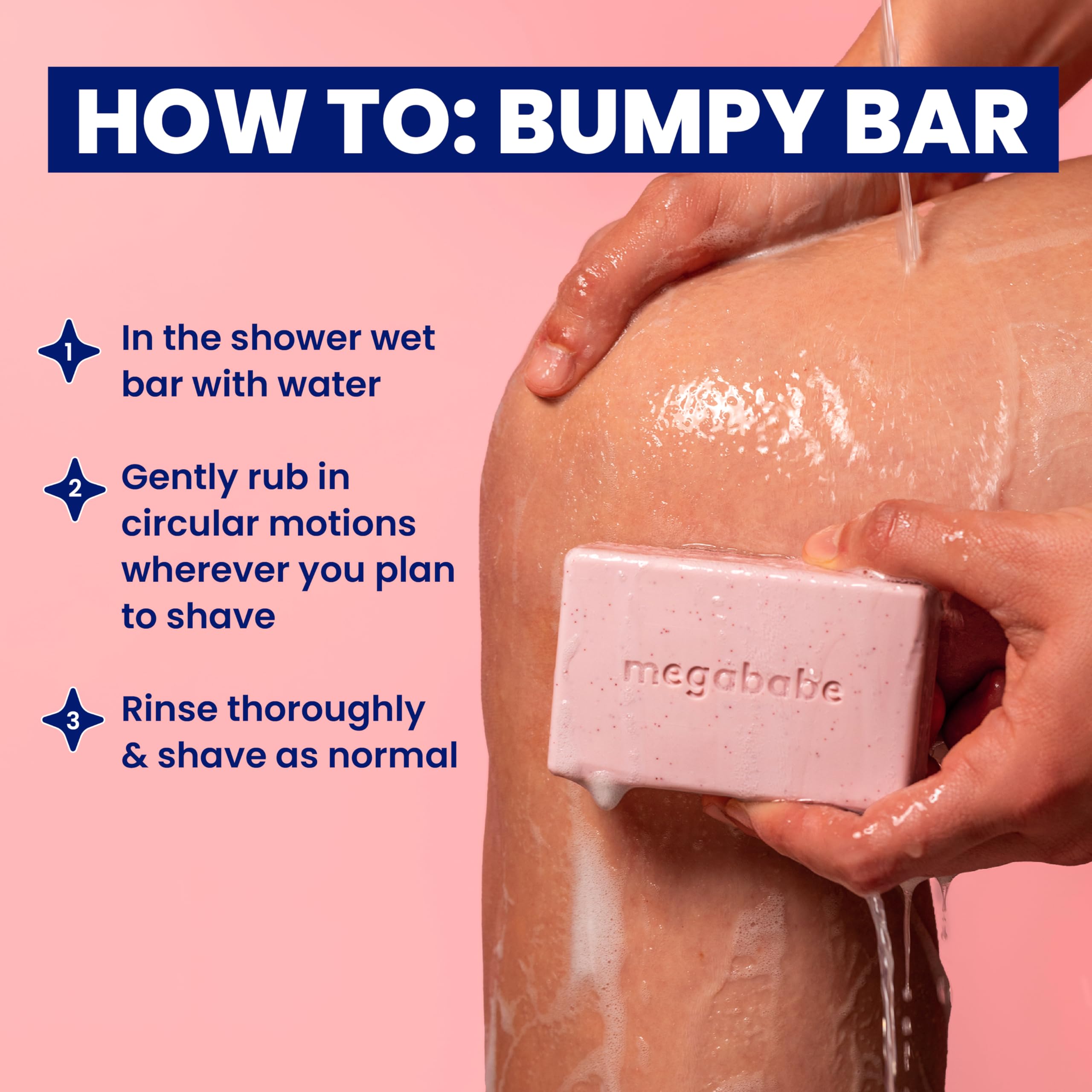 Megababe Bumpy Bar fragrance free exfoliating shower bar close up