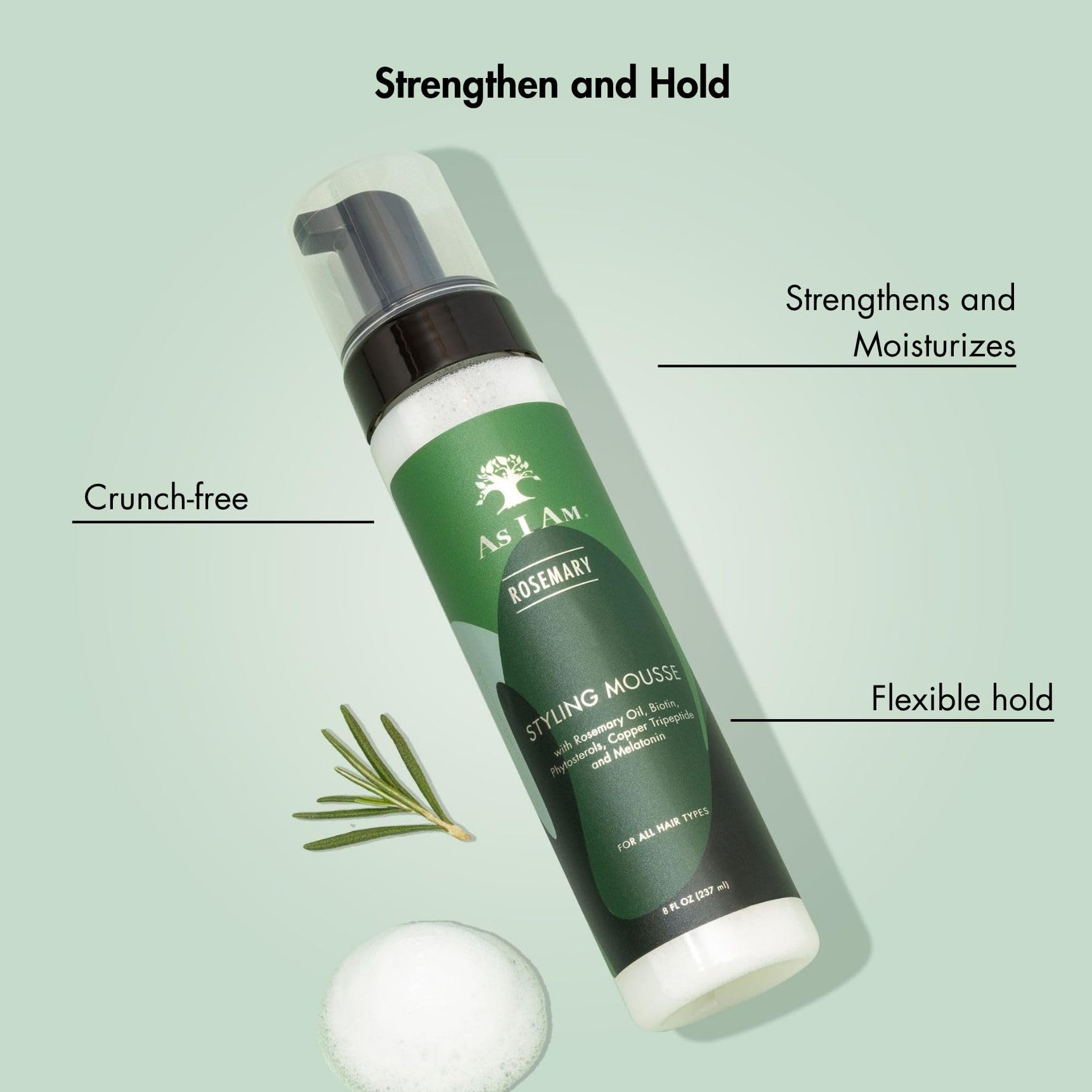As I Am premium rosemary styling mousse for frizz control and volume