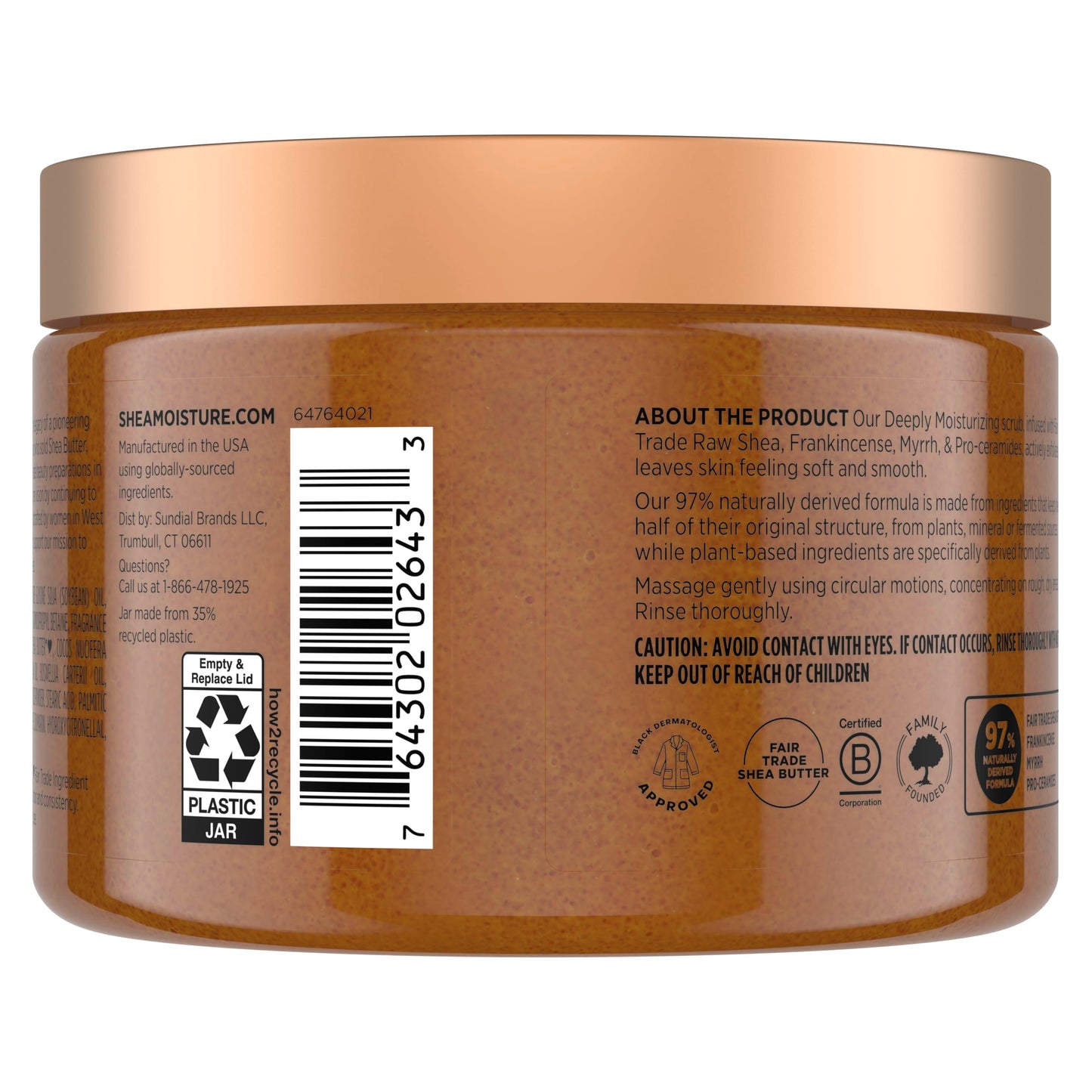 SheaMoisture exfoliating body scrub for dry skin showing texture