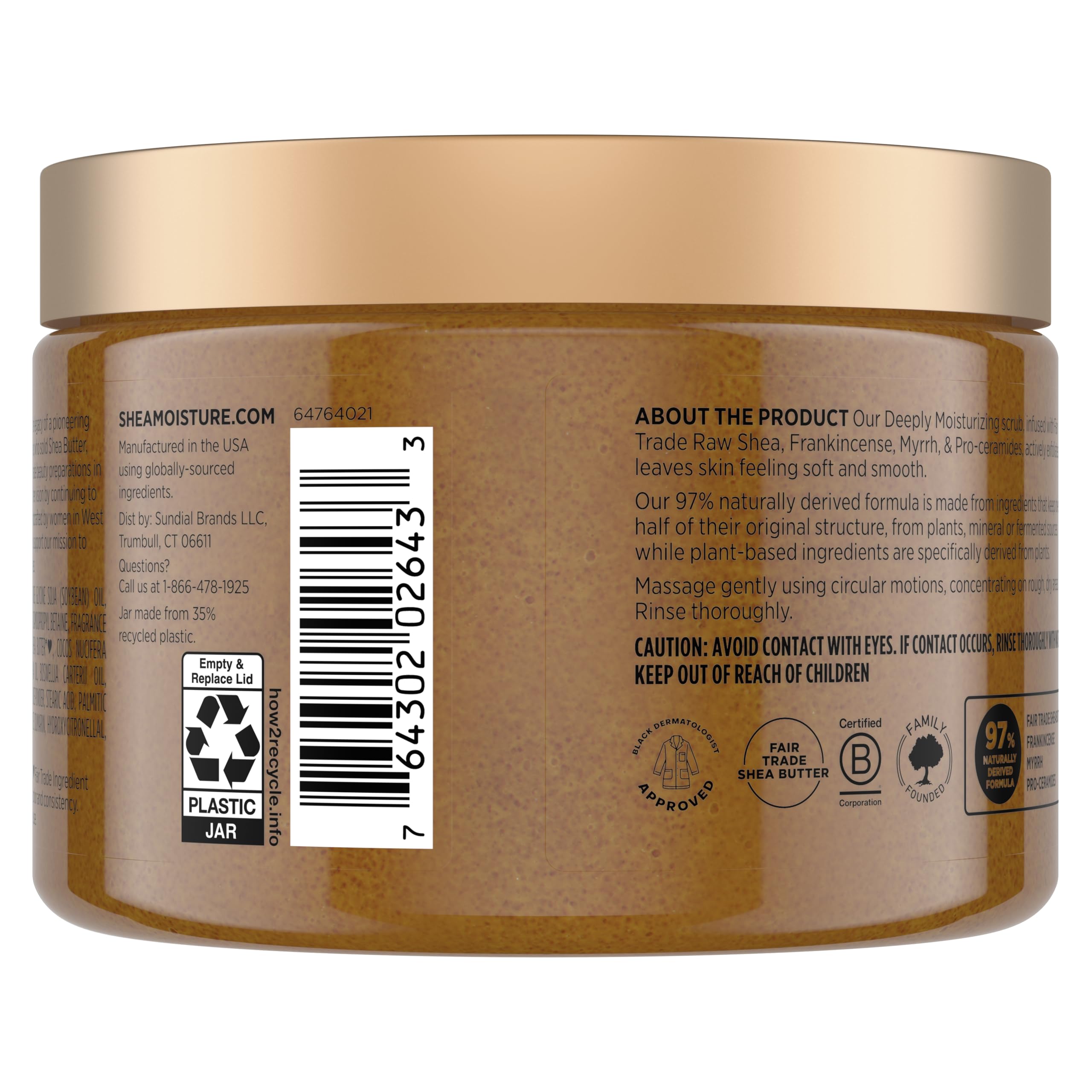 SheaMoisture exfoliating body scrub for dry skin showing texture