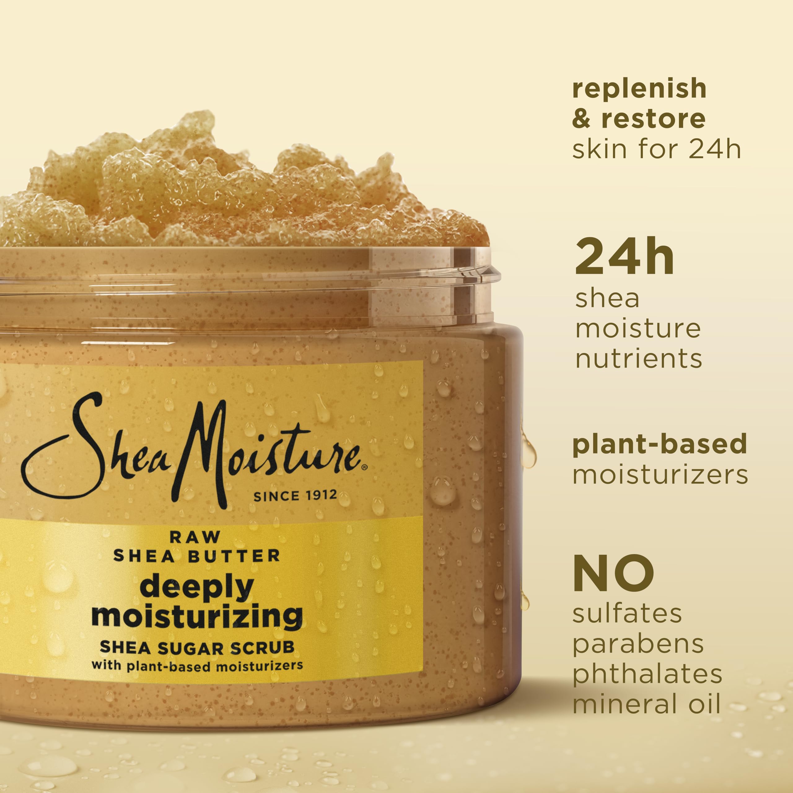USA imported SheaMoisture sugar scrub jar close up