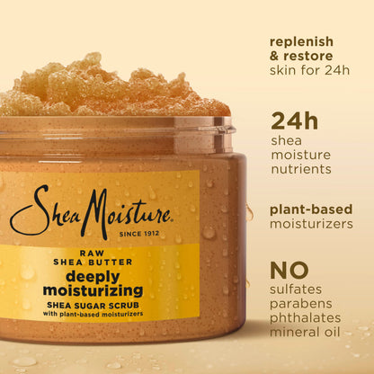 USA imported SheaMoisture sugar scrub jar close up