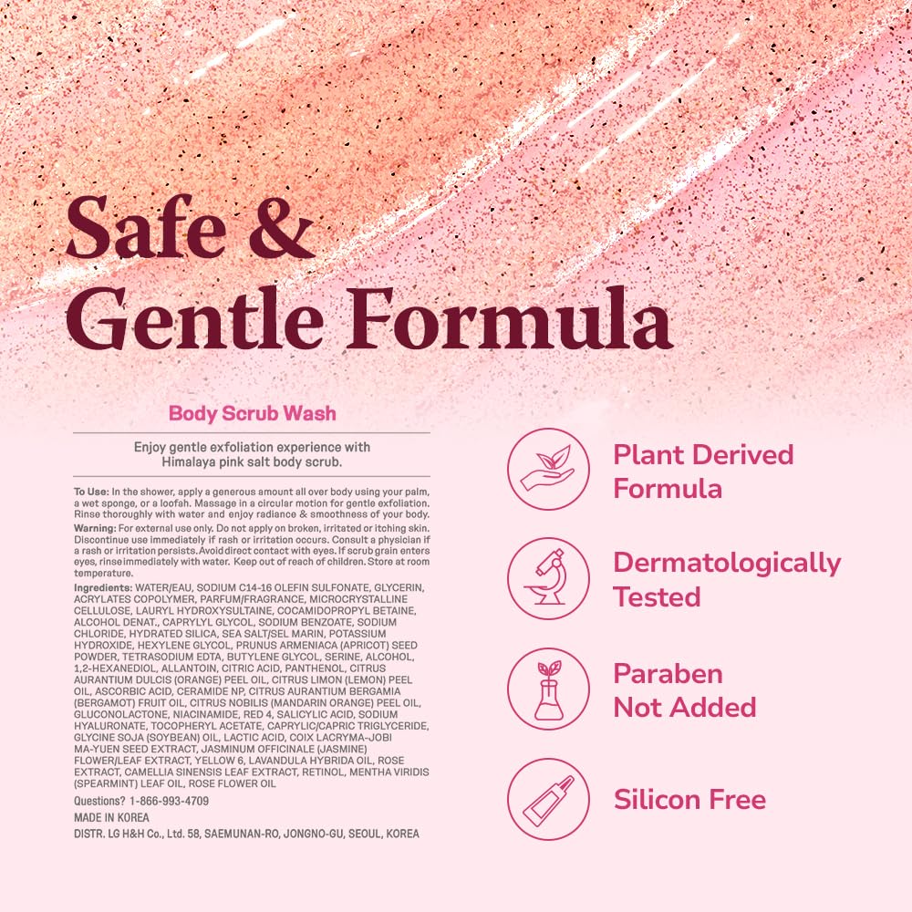 Authentic USA imported Himalaya Pinksalt moisturizing body wash packaging details.