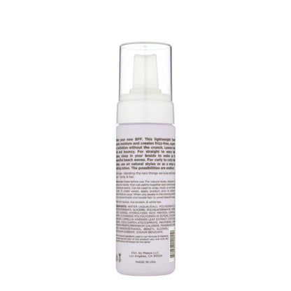 Hairitage curl mousse bottle showing quinoa and rice protein label