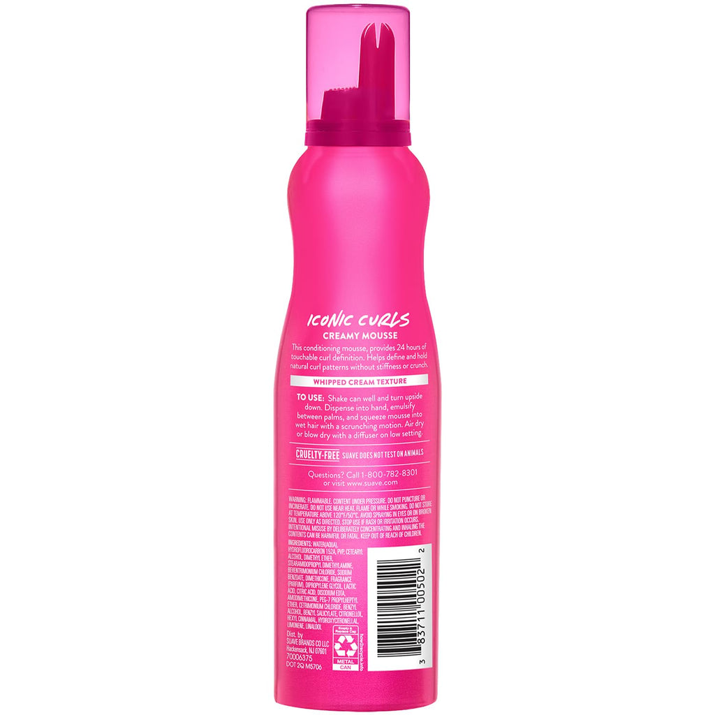 Suave Iconic Curls formulation pack of two bottles for professional salon results