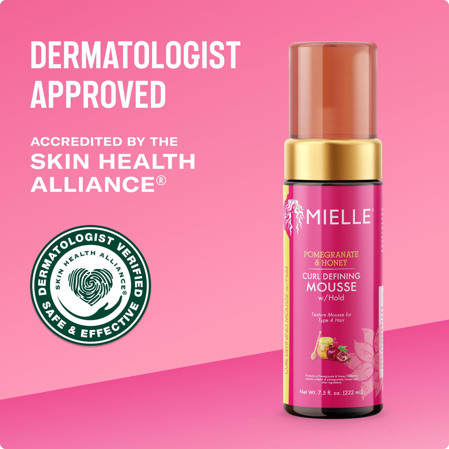 Mielle Pomegranate and Honey foam back label showing ingredients